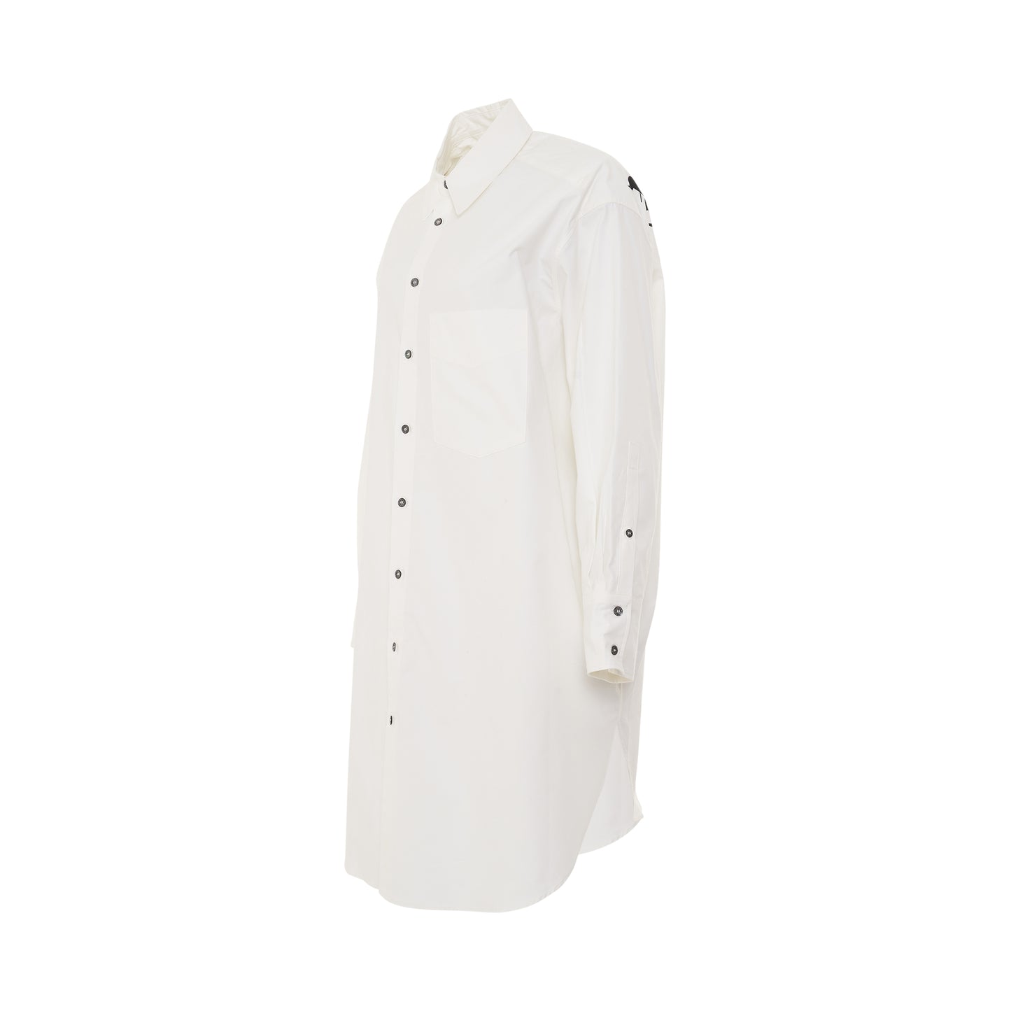 Oversize Logo Shirt Dress in White/Black