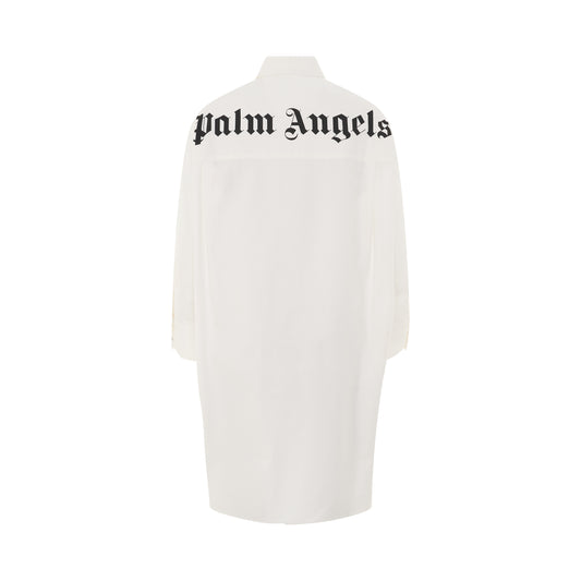 Oversize Logo Shirt Dress in White/Black