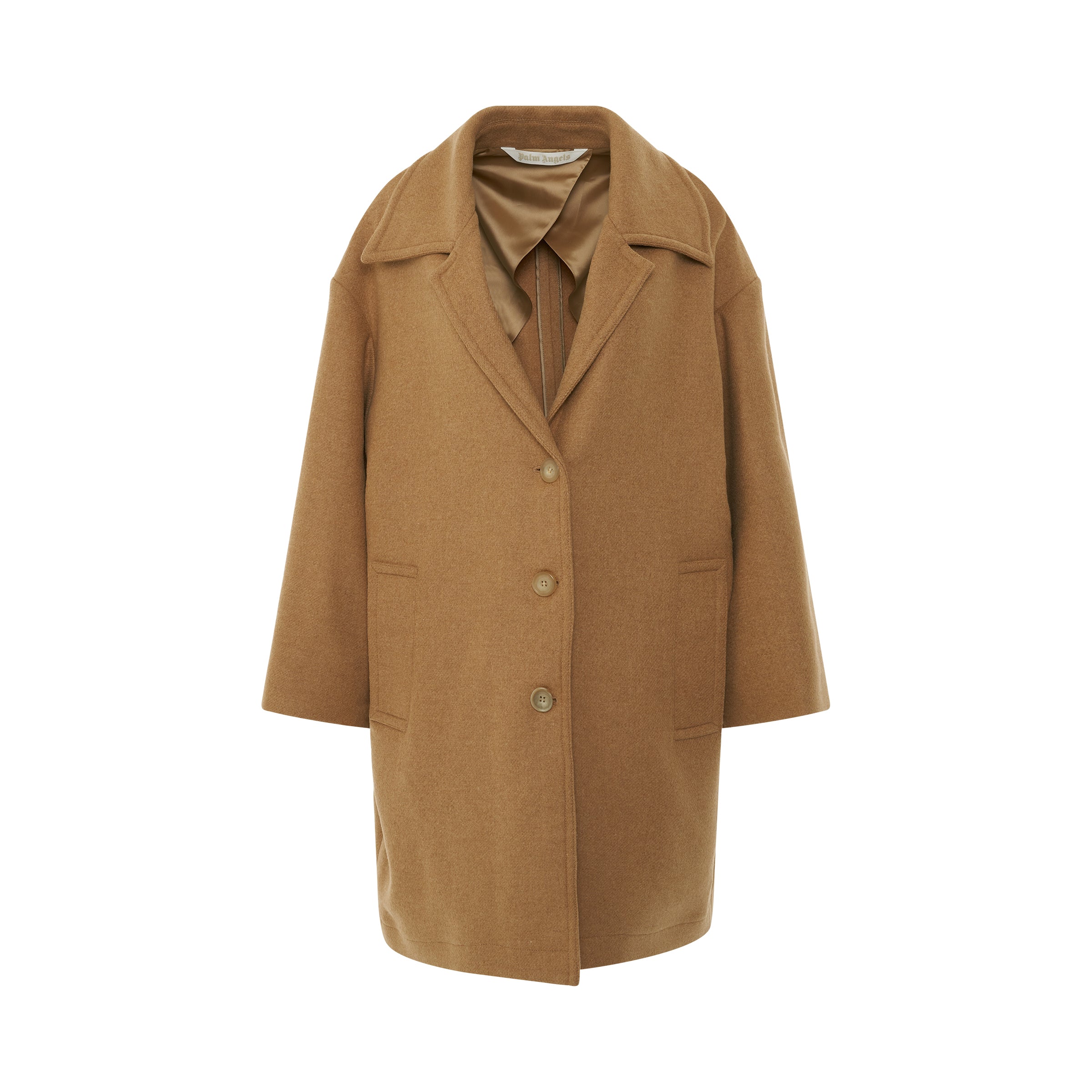 Round Logo Coat in Beige/White