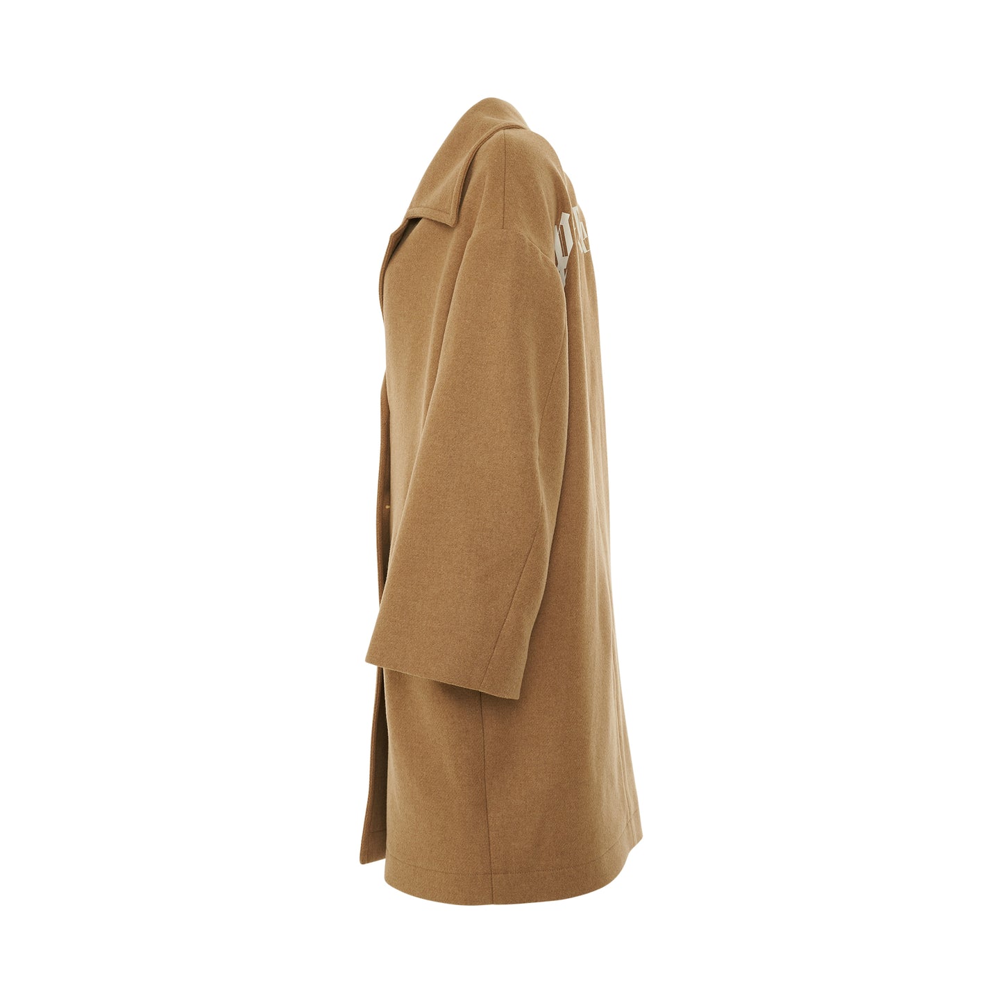 Round Logo Coat in Beige/White