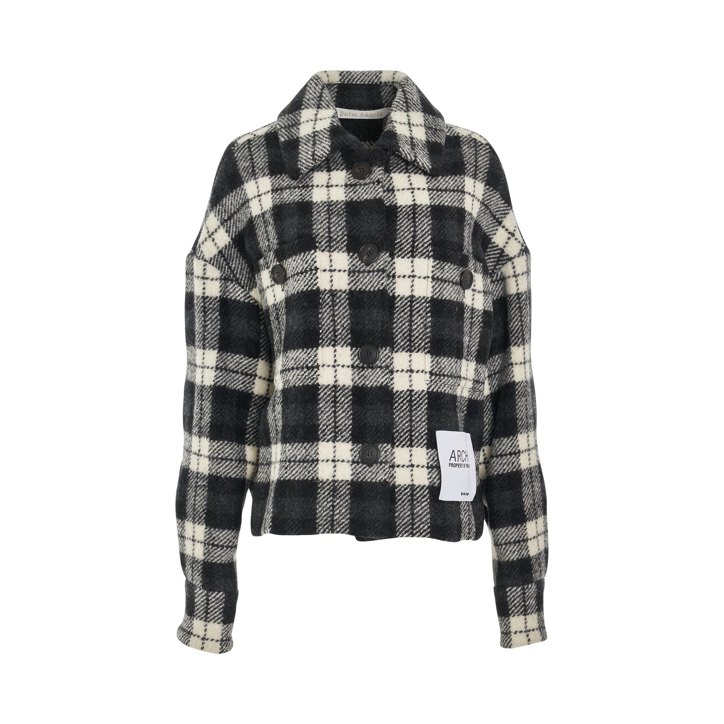 Checked Shirt Jacket in Black