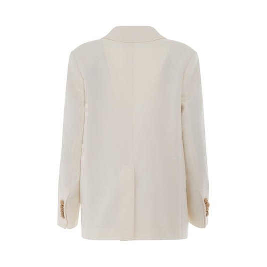 Waistband Double Breasted Blazer in Off White