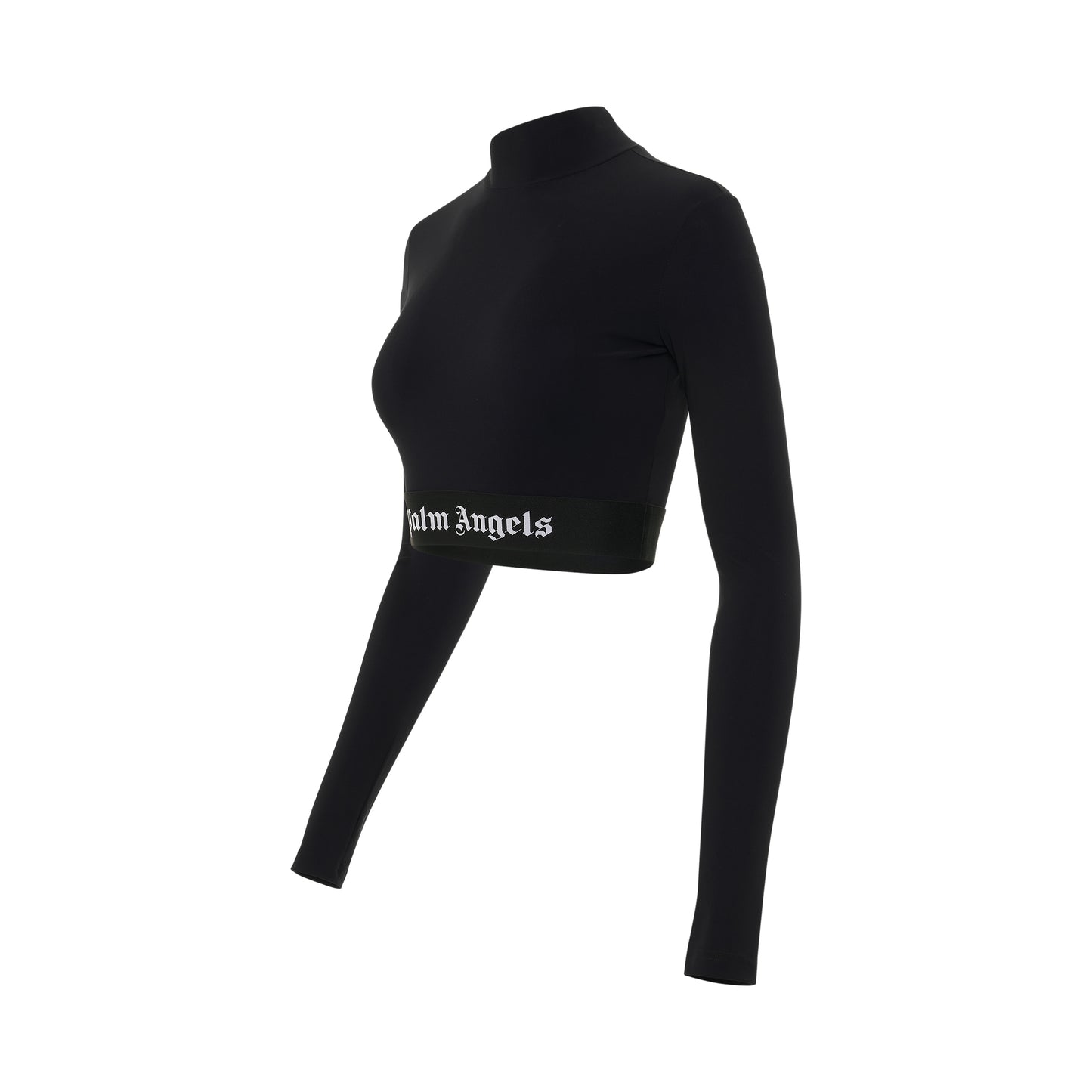 Mockneck Logo Long Sleeve Top in Black/White