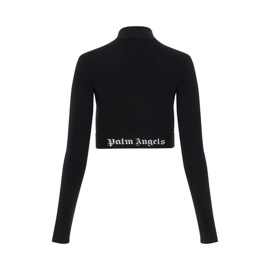 Mockneck Logo Long Sleeve Top in Black/White