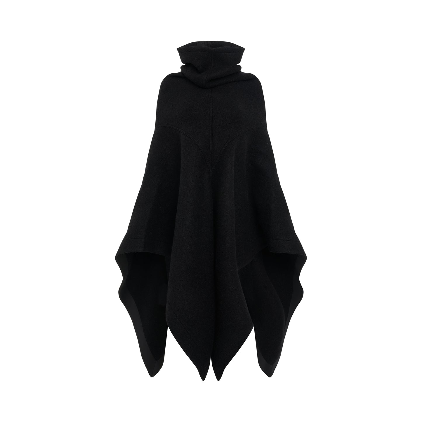 Cowl Woven Poncho in Black