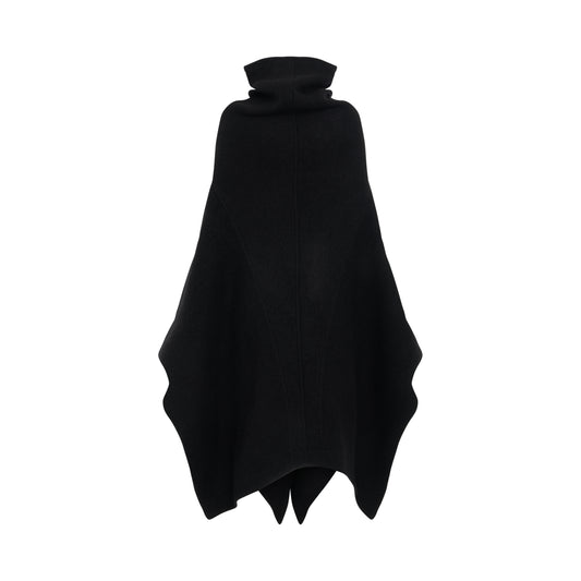 Cowl Woven Poncho in Black