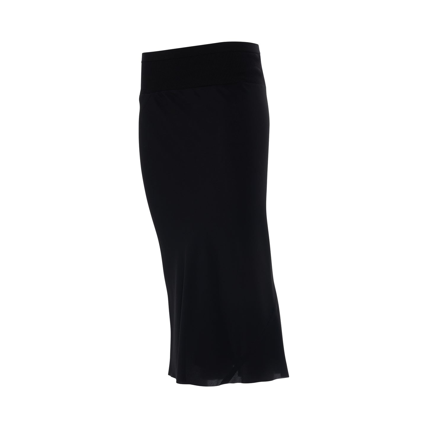 Knee Bias Crepe Skirt in Black