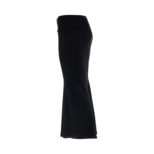 Knee Bias Crepe Skirt in Black