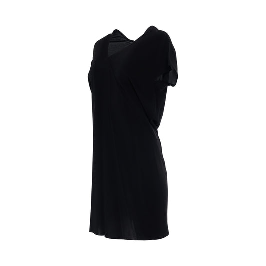 Crepe V Neck Dress in Black