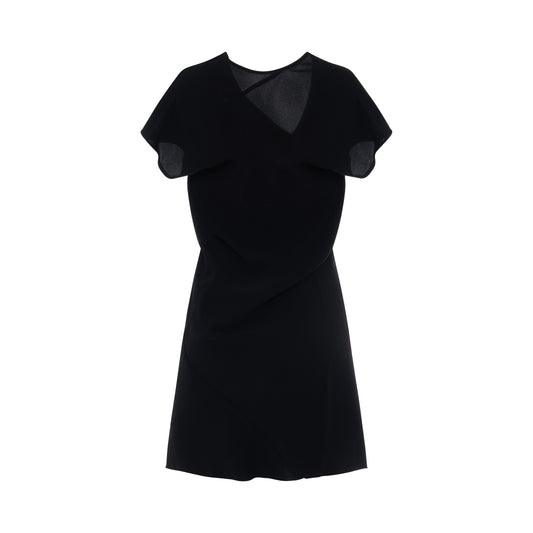 Crepe V Neck Dress in Black