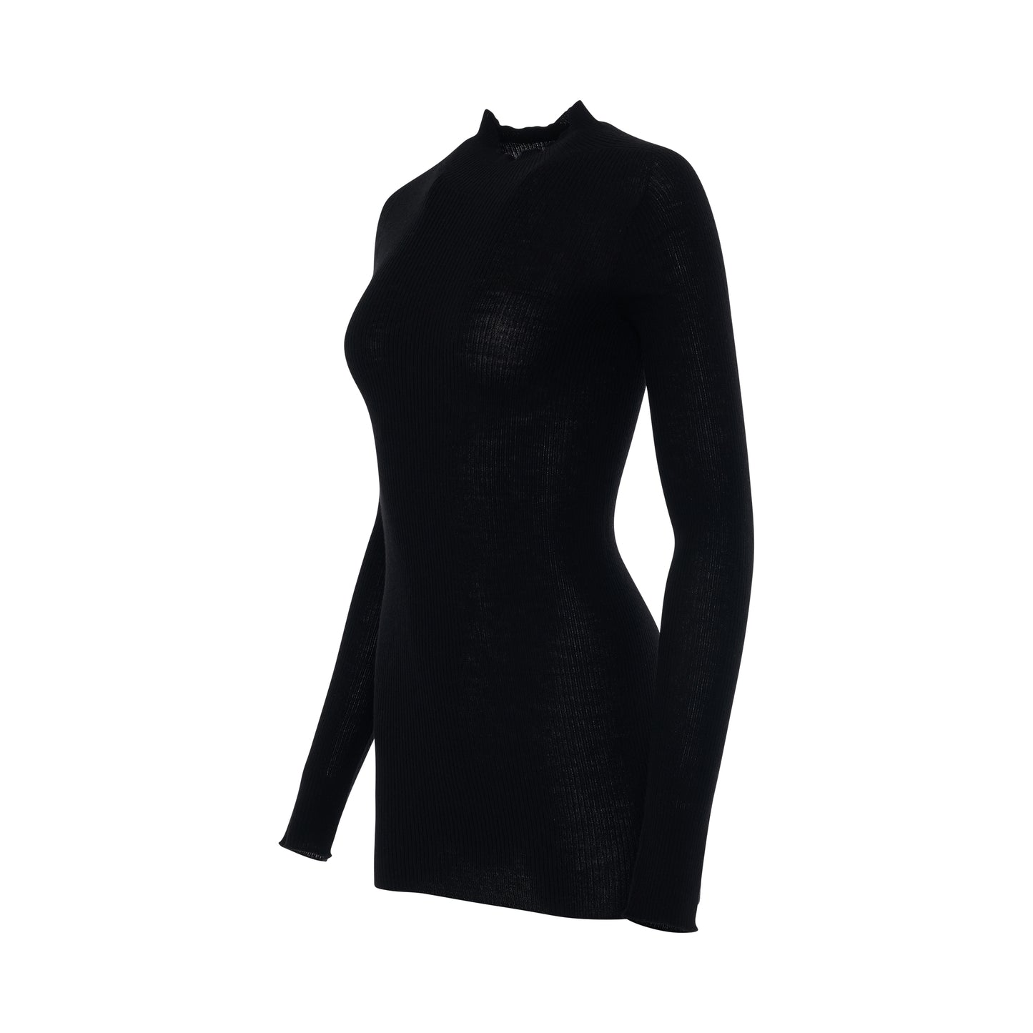 Ribbed Lupetto Sweater in Black
