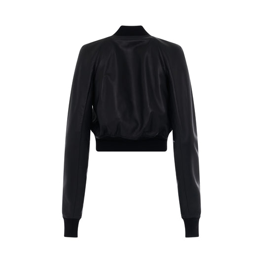 Cropped Flight Leather Jacket in Black