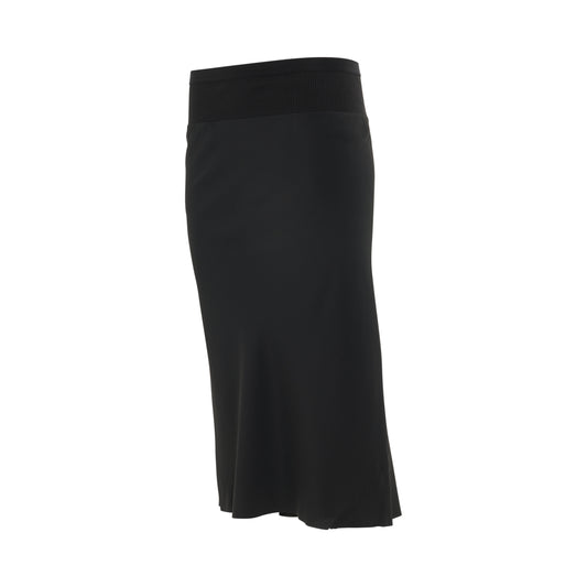 Woven Knee Bias Skirt in Black