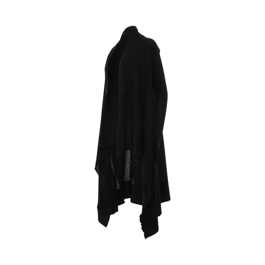 Long Wrap Rasato Knit Cardigan in Black