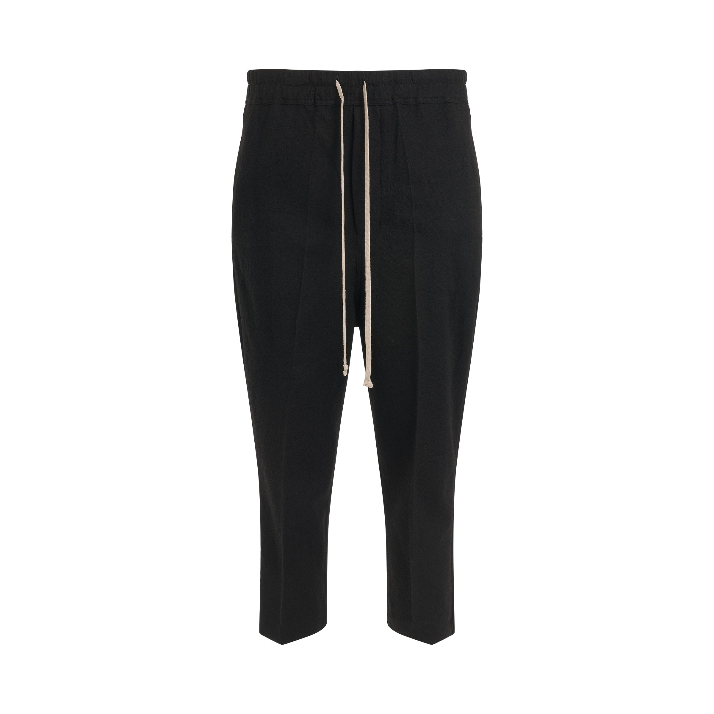 Drawstring Astaires Copped Woven Pants in Black