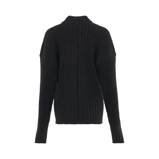 Cropped Tommy Luppeto Knit Sweater in Black