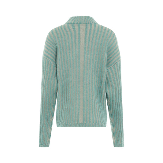 Cropped Tommy Luppeto Knit Sweater in Blue