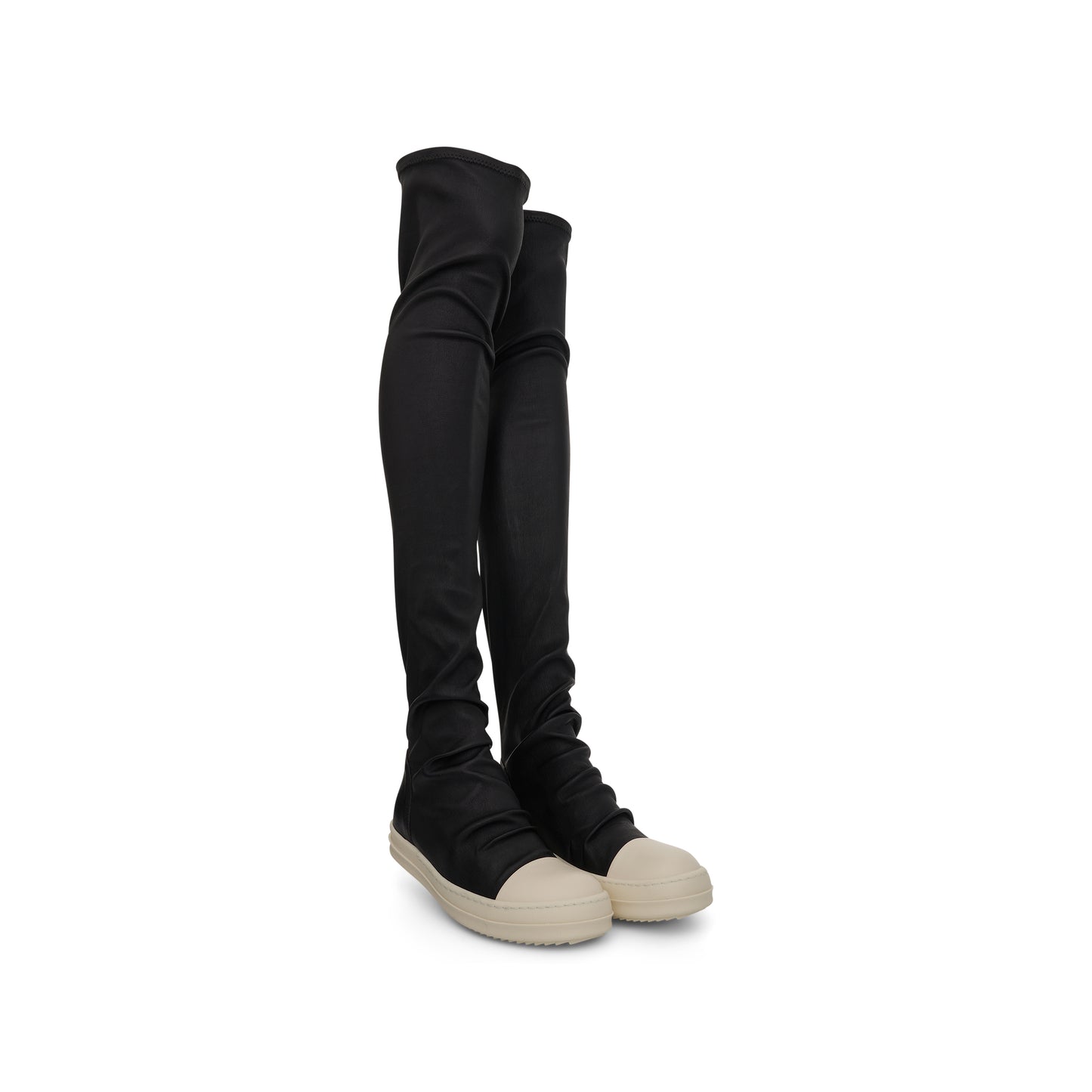 Knee High Stocking Sneaker Boots in Black/Milk