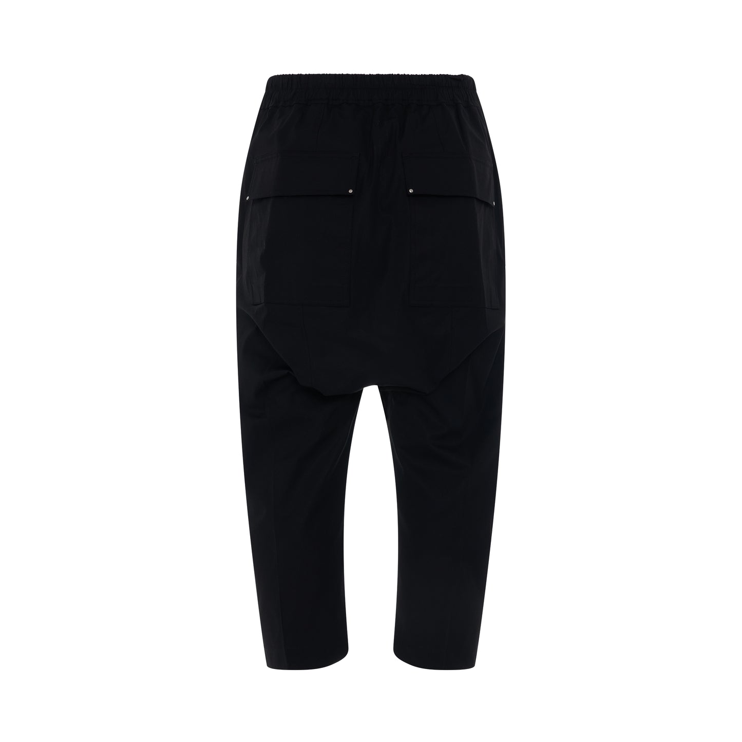 Woven Drawstring Cropped Pants in Black