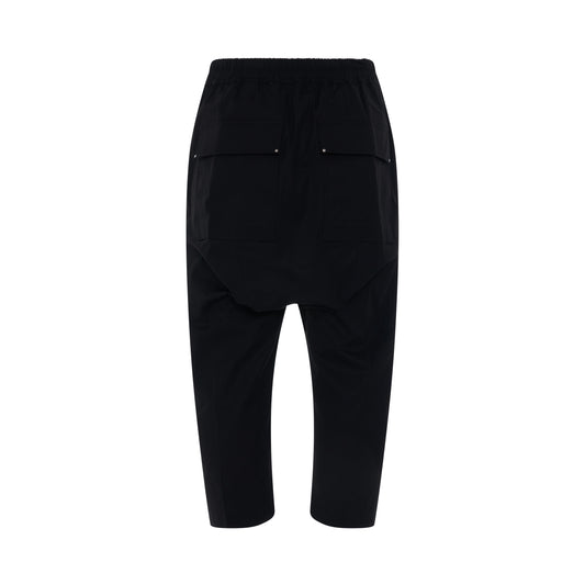 Woven Drawstring Cropped Pants in Black