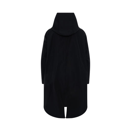 Bauhaus Fishtail Coat with Hood in Black