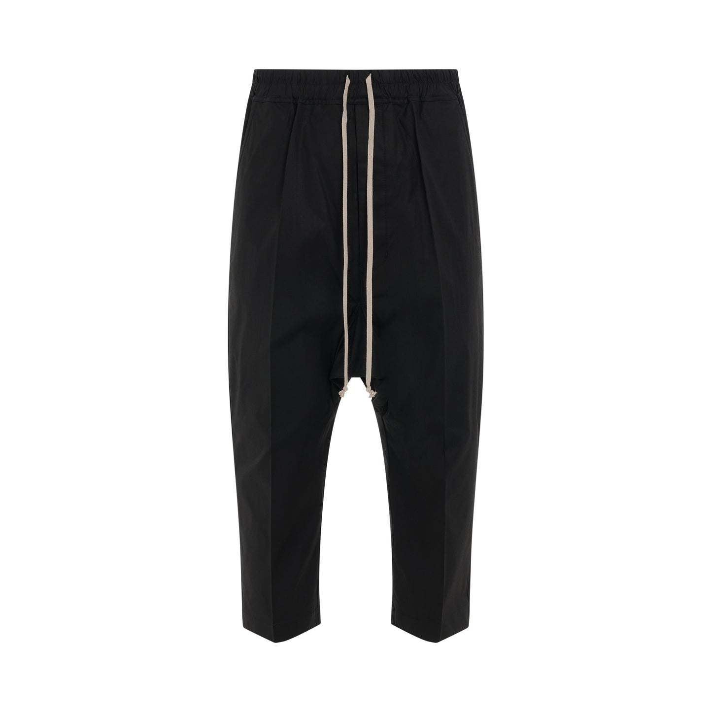 Woven Drawstring Cropped Pant in Black