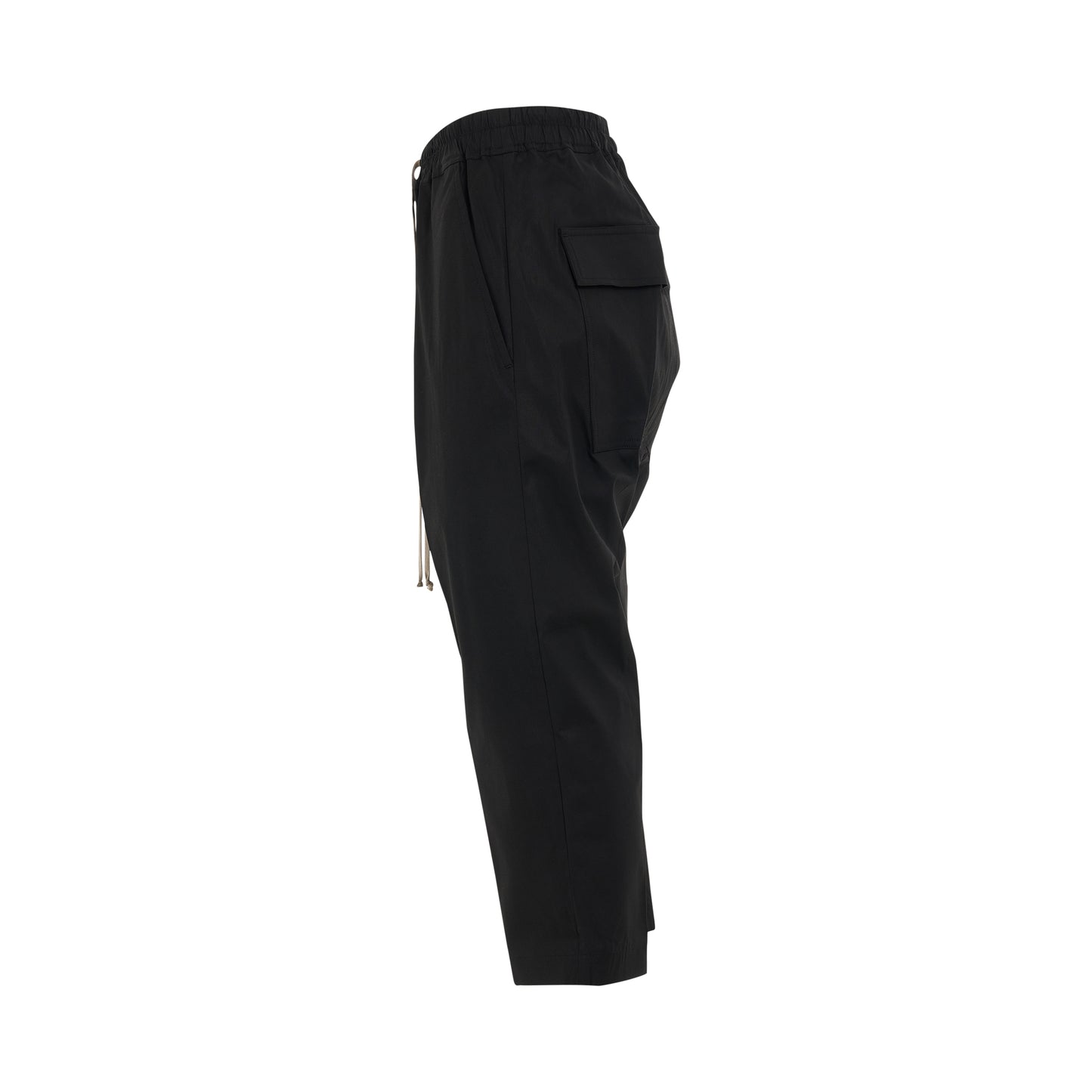 Woven Drawstring Cropped Pant in Black