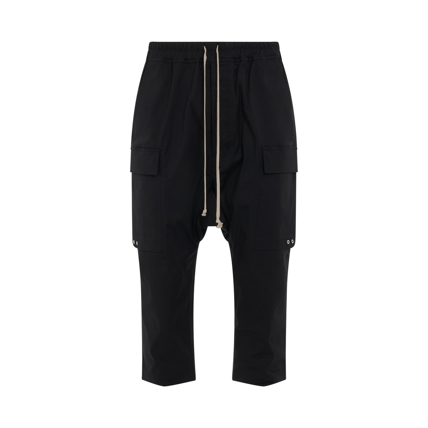 Woven Cargo Cropped Pants in Black