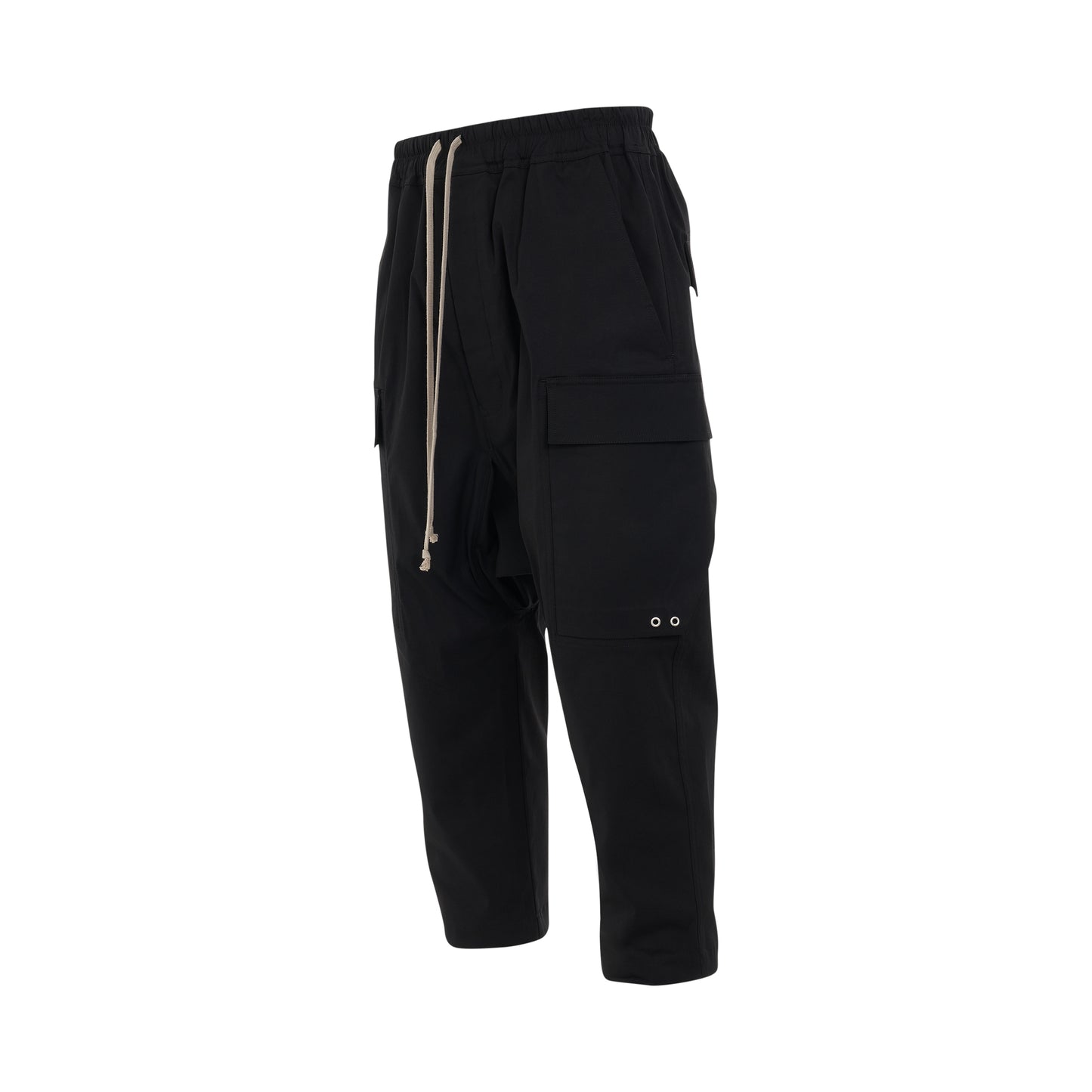 Woven Cargo Cropped Pants in Black