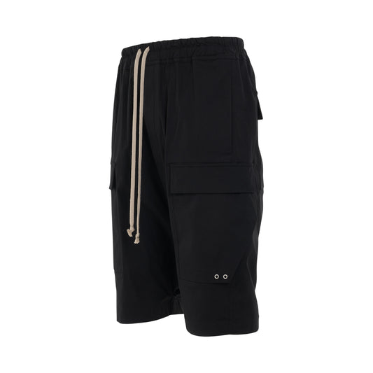 Woven Cargo Pod Cotton Shorts in Black