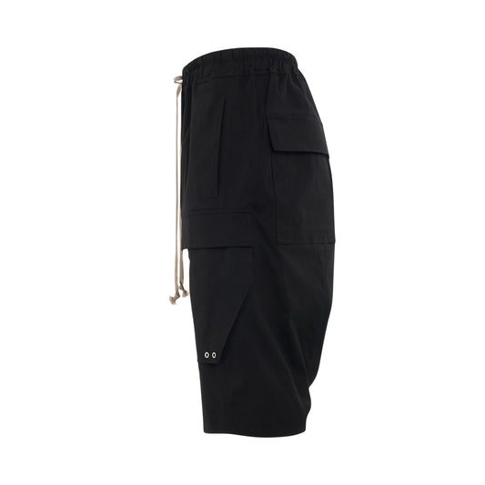 Woven Cargo Pod Cotton Shorts in Black