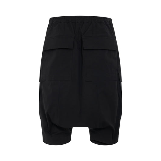 Woven Cargo Pod Cotton Shorts in Black