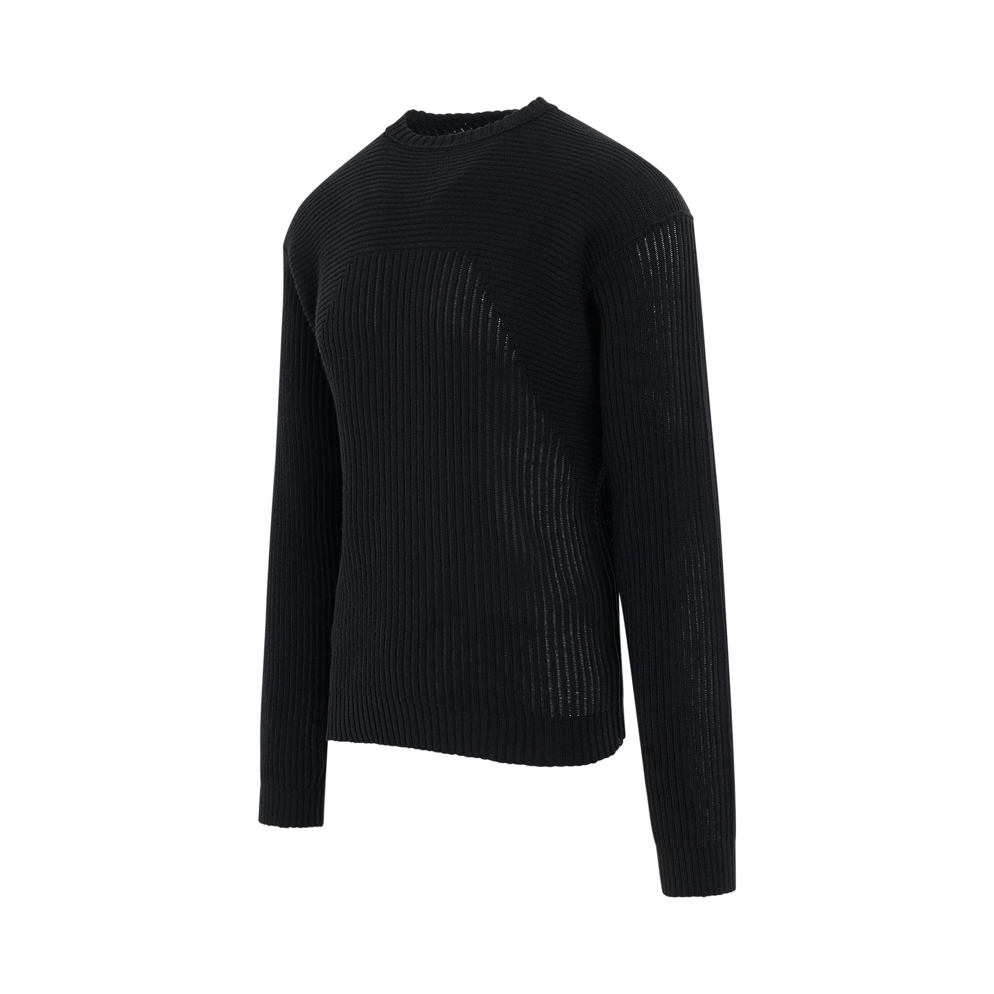 Turtle Neck Cotton Knit Sweater in Black