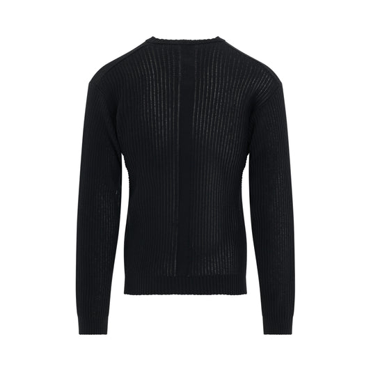 Turtle Neck Cotton Knit Sweater in Black