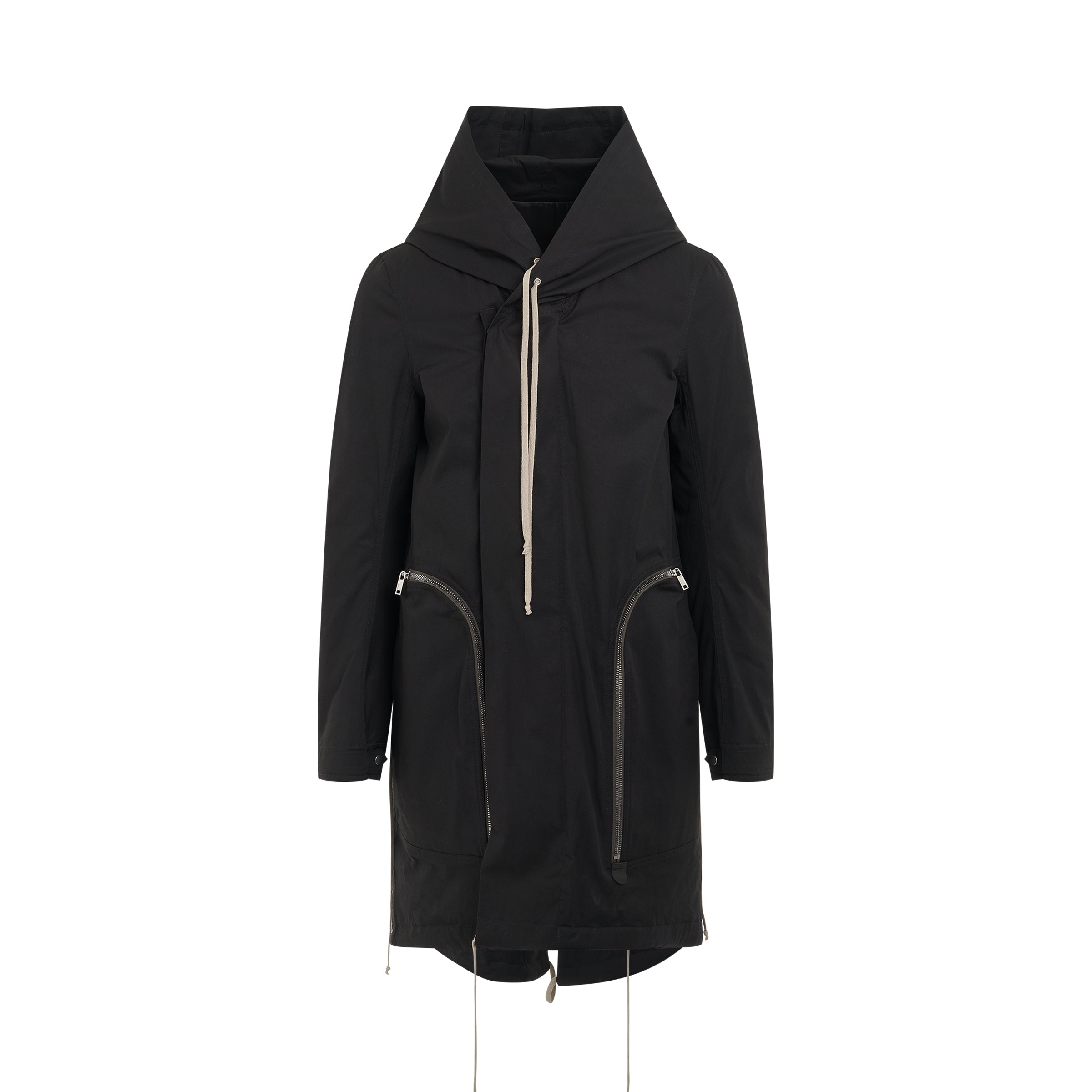 Bauhaus Fishtail Woven Padded Parka in Black