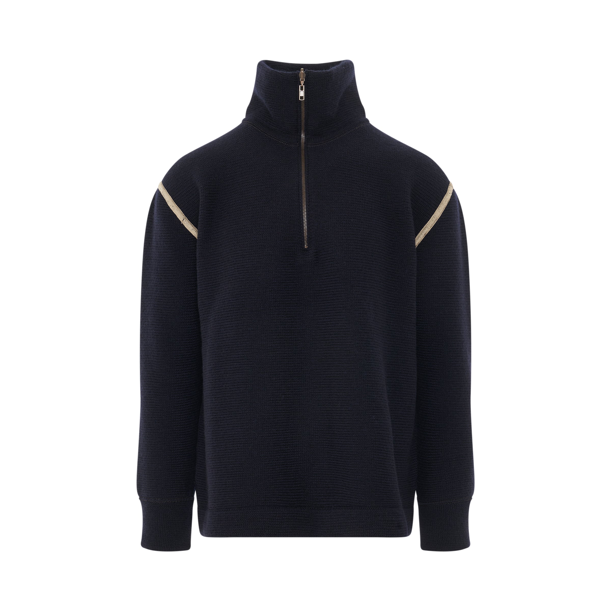 Knit Pullover with Stripe Detail in Navy