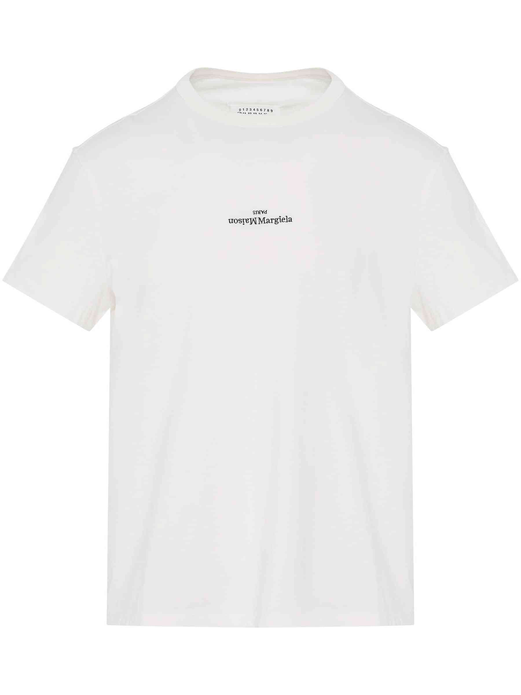 Maison Margiela Upside Down Logo T-Shirt in White