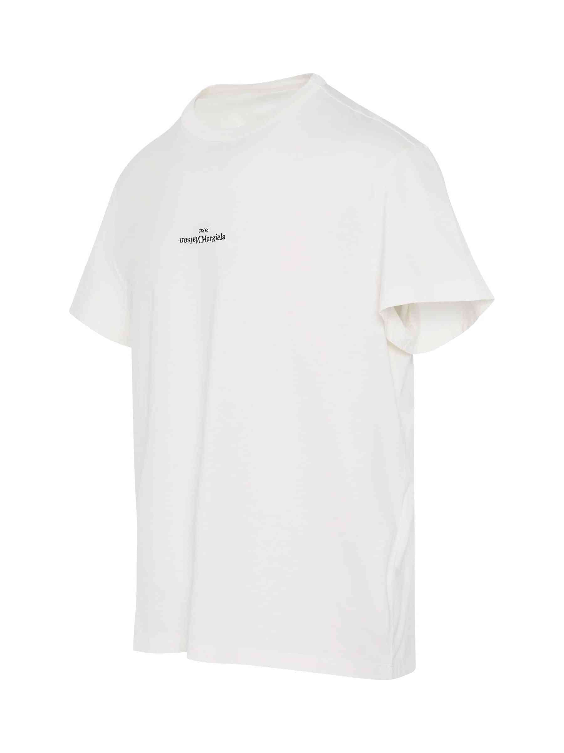 Maison Margiela Upside Down Logo T-Shirt in White