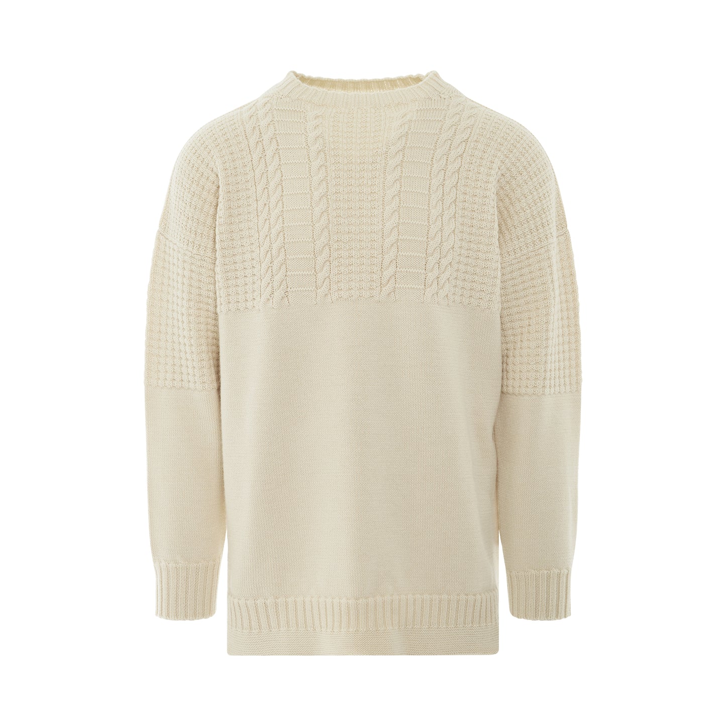 Knit Long Sleeve Sweater in Off White