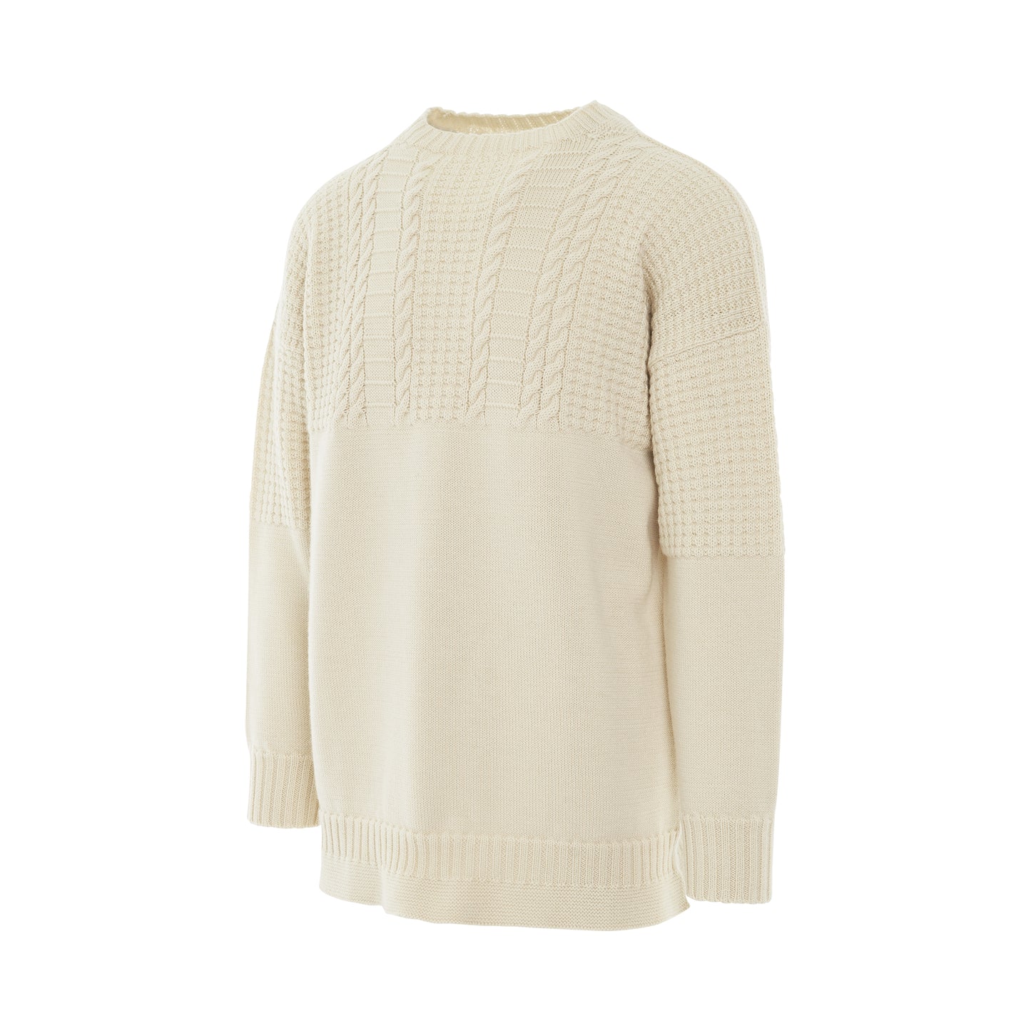 Knit Long Sleeve Sweater in Off White