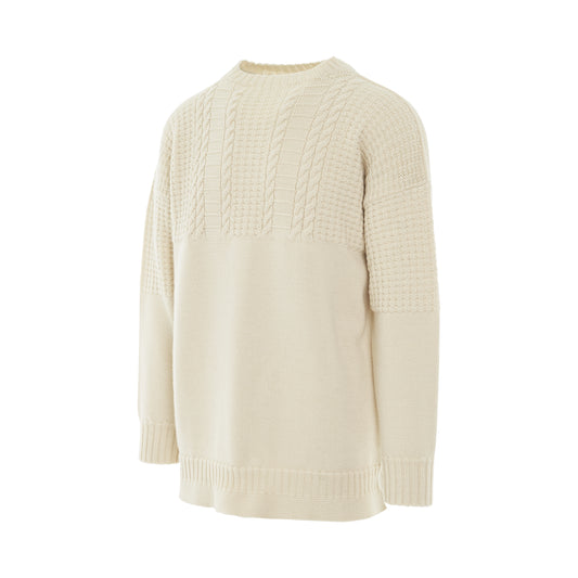 Knit Long Sleeve Sweater in Off White