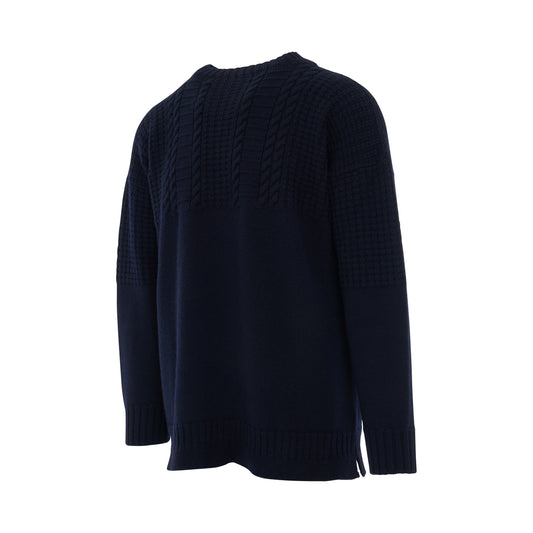 Knit Long Sleeve Sweater in Navy