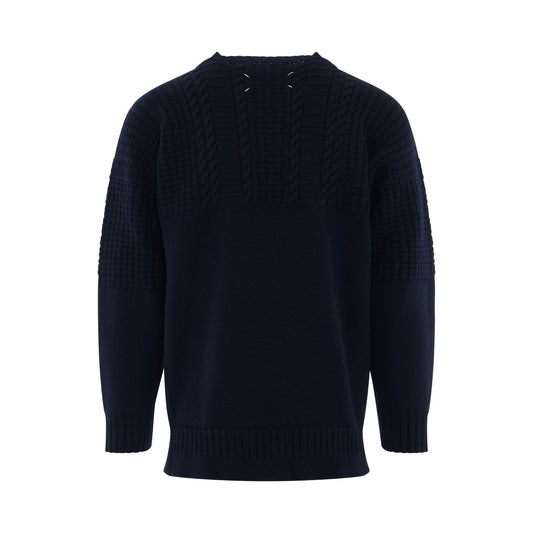 Knit Long Sleeve Sweater in Navy