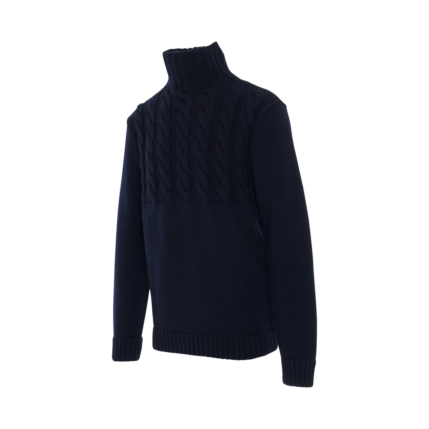 Knit Long Sleeve Turtleneck Sweater in Navy