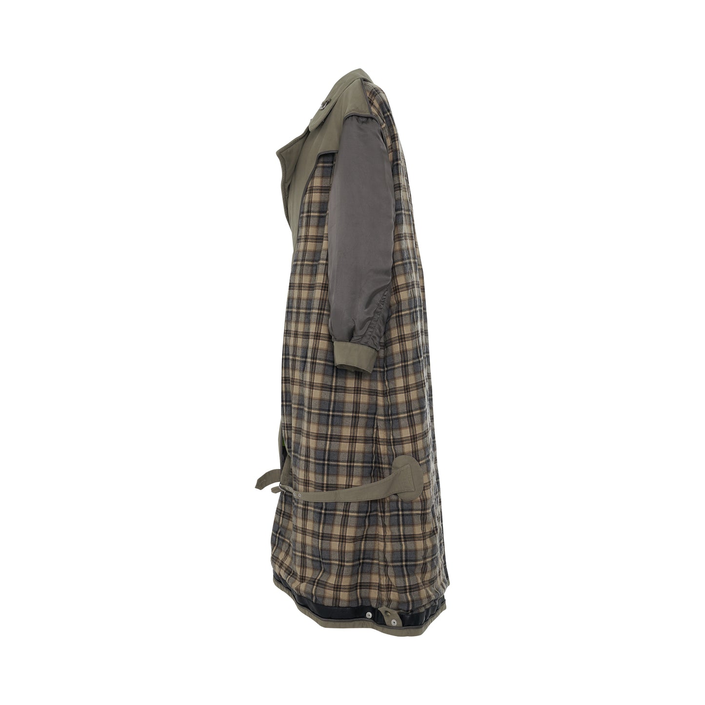 Trench Coat with Tartan Print in Mud