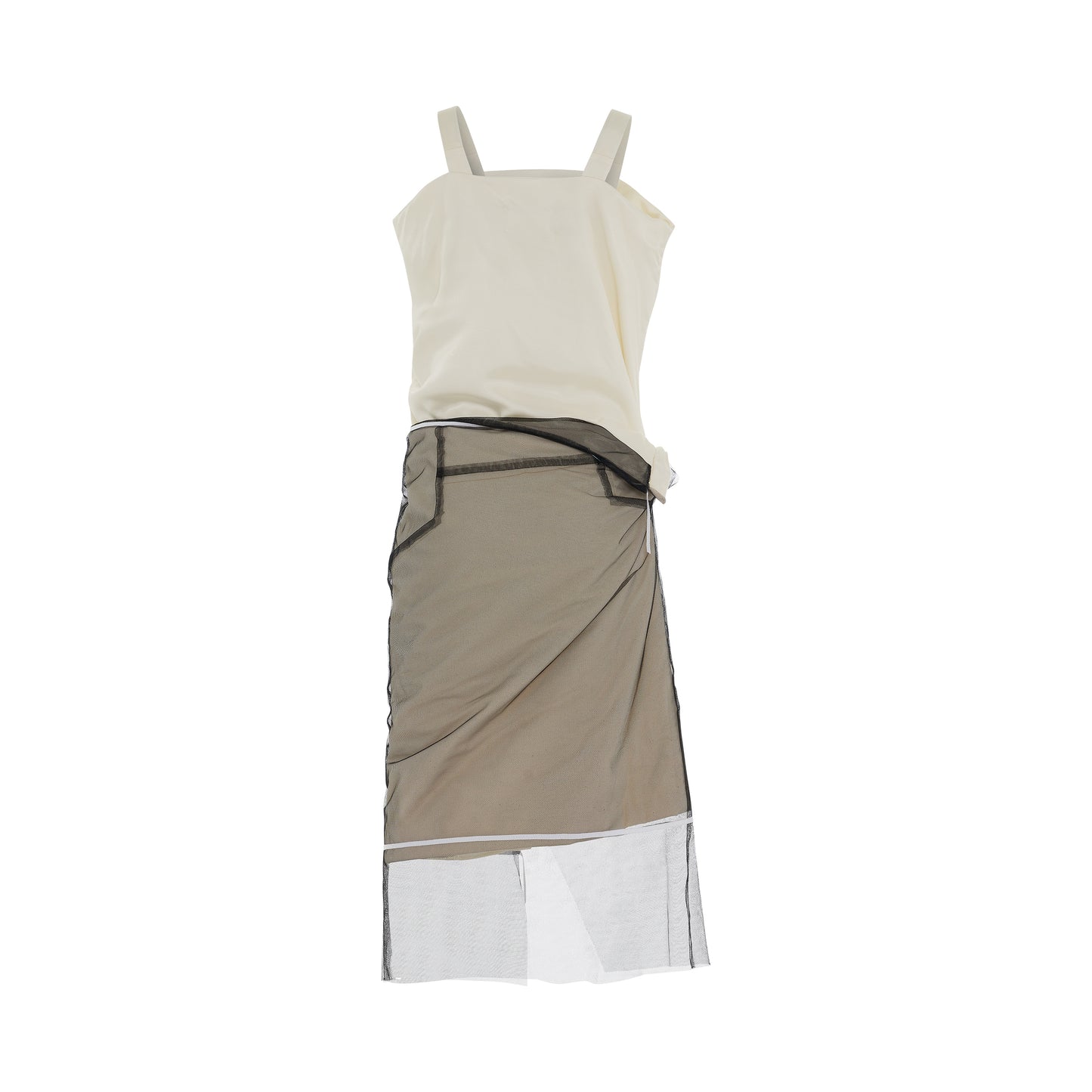 Layered Calico Midi Dress in Ecru
