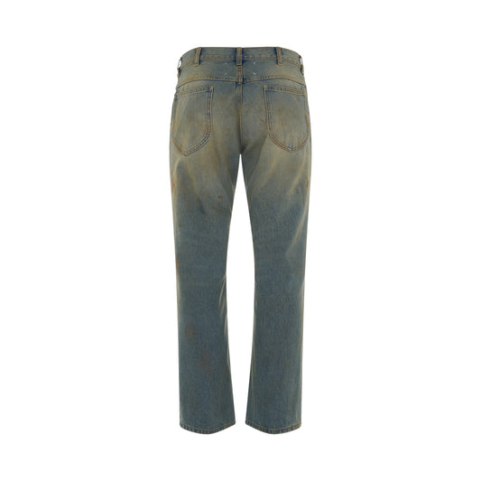 5 Pockets Straight Leg Jeans in Dirty Wash