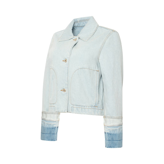 Button Denim Jacket in Light Blue