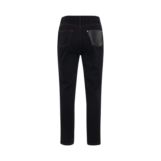 Anagram Pocket Tapered Jeans in Black