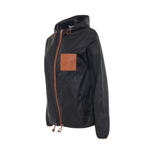 Hooded Ripstop Shell Jacket in Black